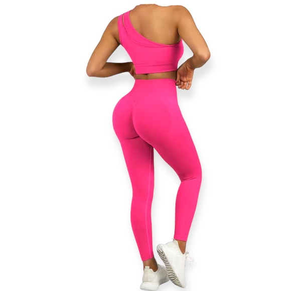 MFF Yoga Workout Sets,One Shoulder
Sports Crop Top With Butt Lifting Leg… - Picture 4 of 8